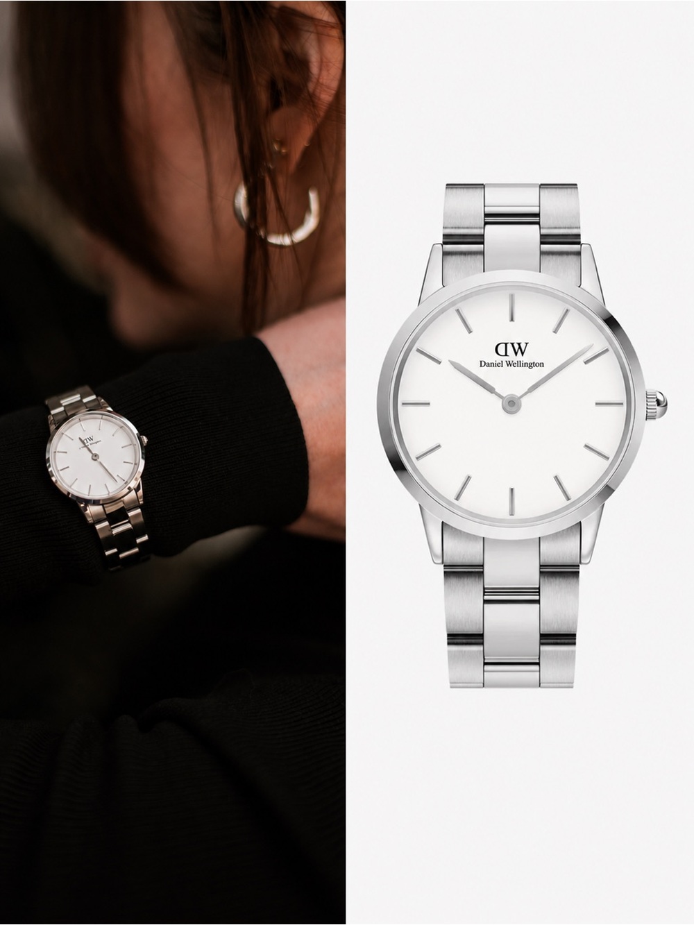 Daniel Wellington Iconic Link 28mm Silver Watch White Dial Women’s Watch
